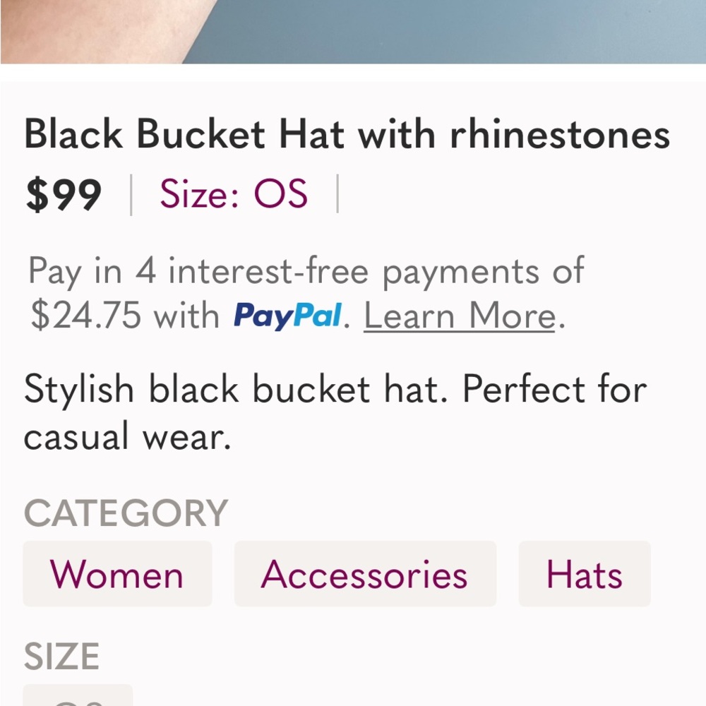 Black Rhinestone Bucket Hat - Picture 5 of 5